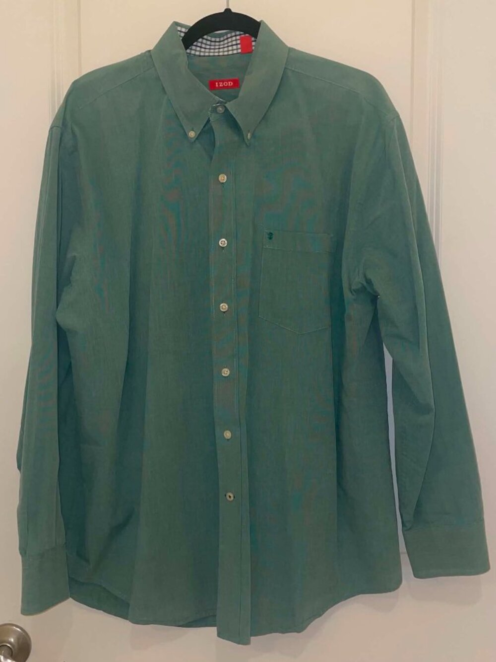 IZOD Men’s Long Sleeve Green Button Up Shirt, Size XL